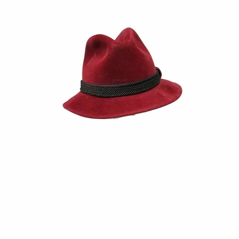 Dobbs Fifth Avenue Mens Fedora Hat Hunter Mountain Vintage Red Black 6 3/4